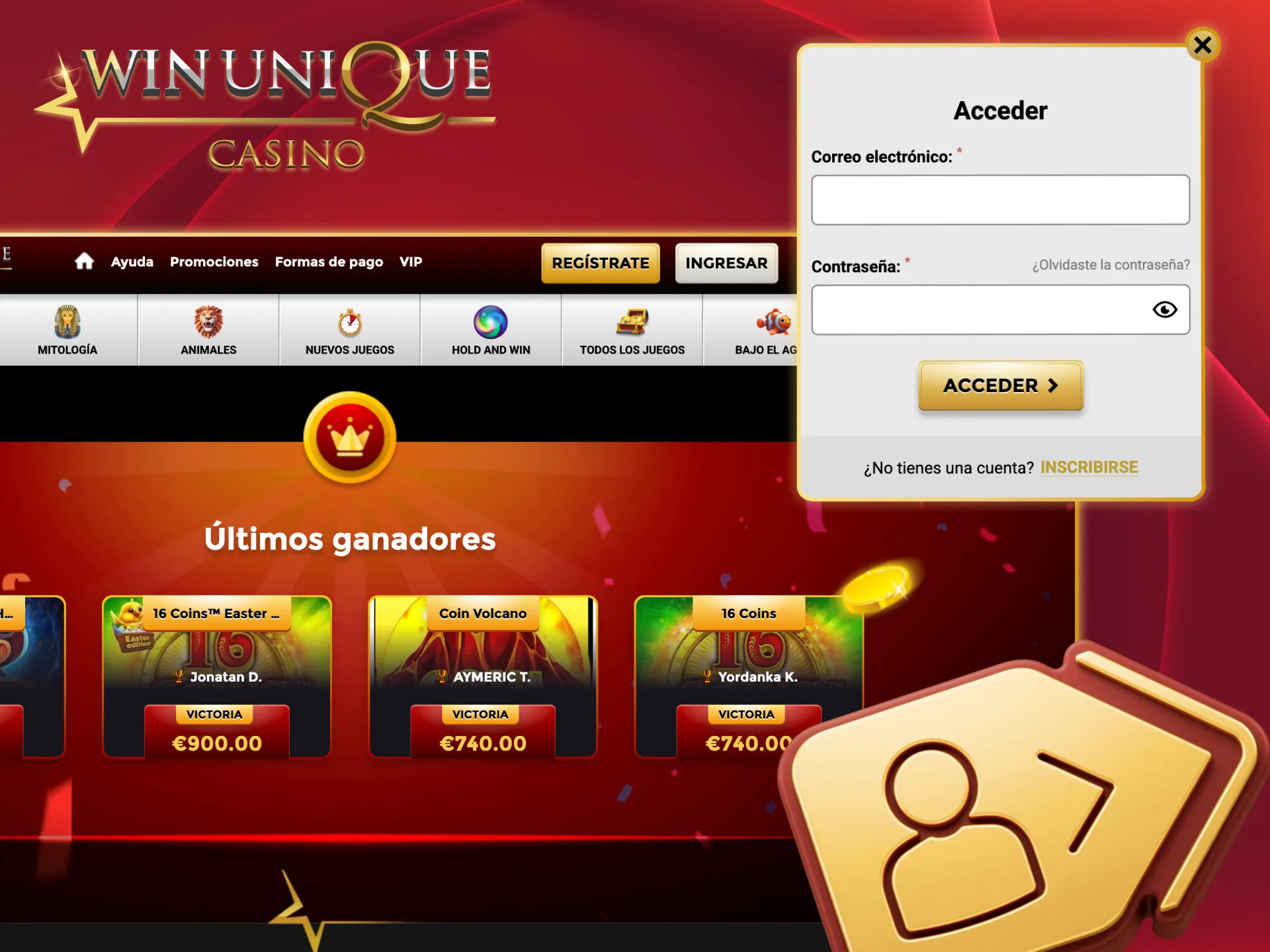 Effettua il login e vinci su Unique Casino oggi stesso.