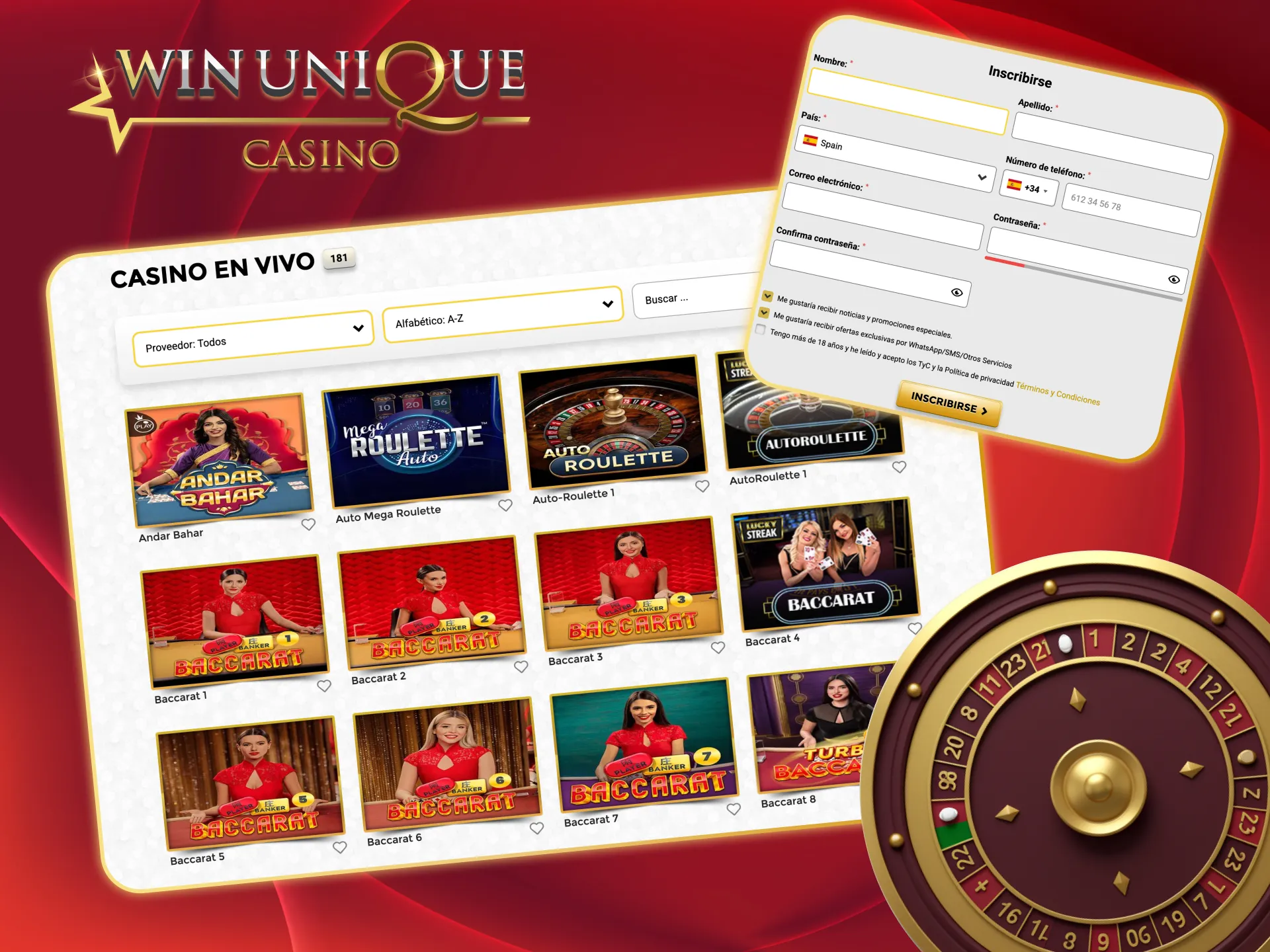 Provate subito il gioco del casinò dal vivo con Unique Casino.