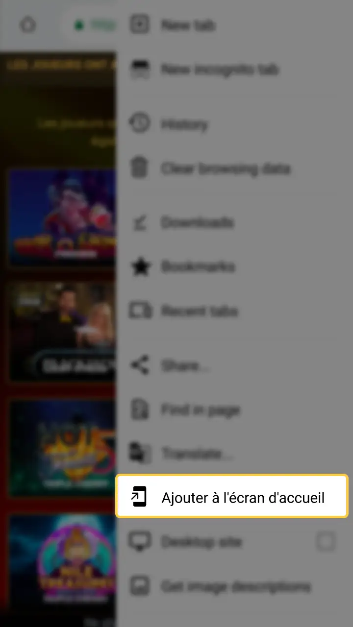 Confirmez l'installation de l'application mobile Unique Casino sur votre appareil.