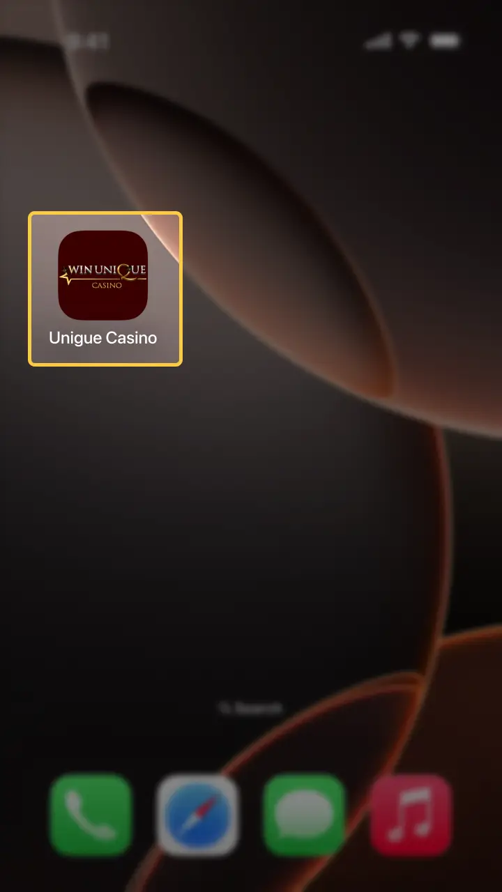 Accédez-y depuis l'écran d'accueil pour lancer l'application Unique Casino.