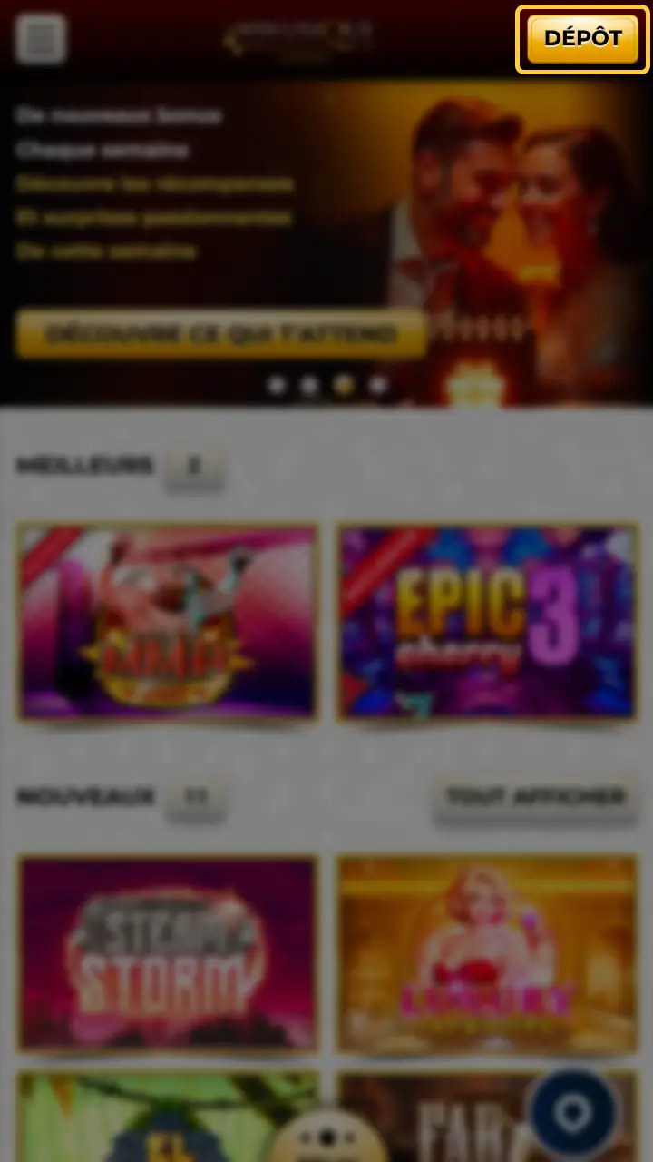 Cliquez sur l'option pour effectuer votre dépôt sur Unique Casino.