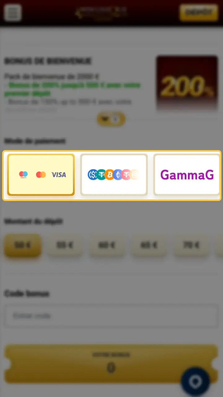 Sélectionnez le mode de paiement idéal pour votre dépôt Unique Casino.