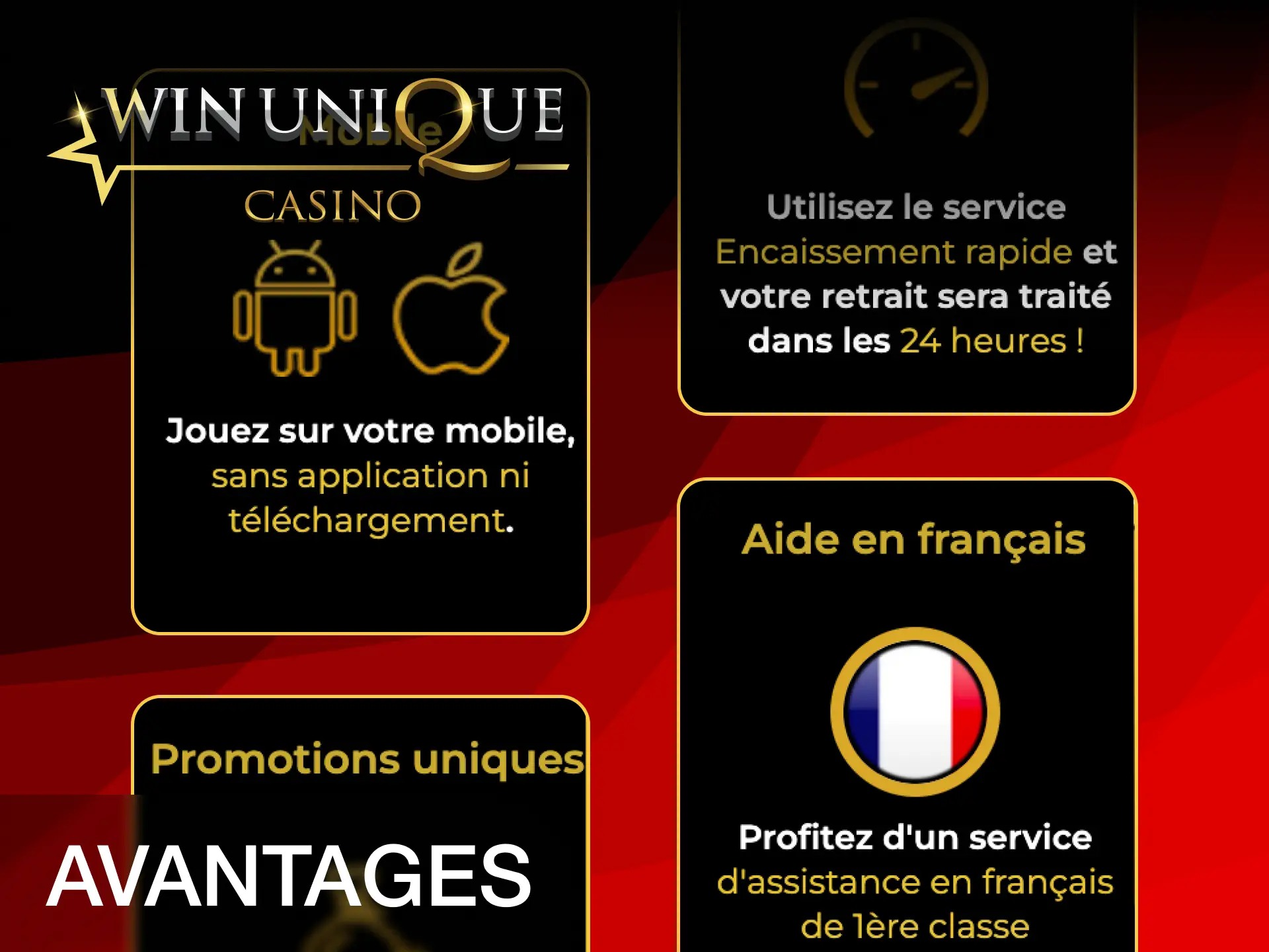 Découvrez les avantages de Unique Casino.