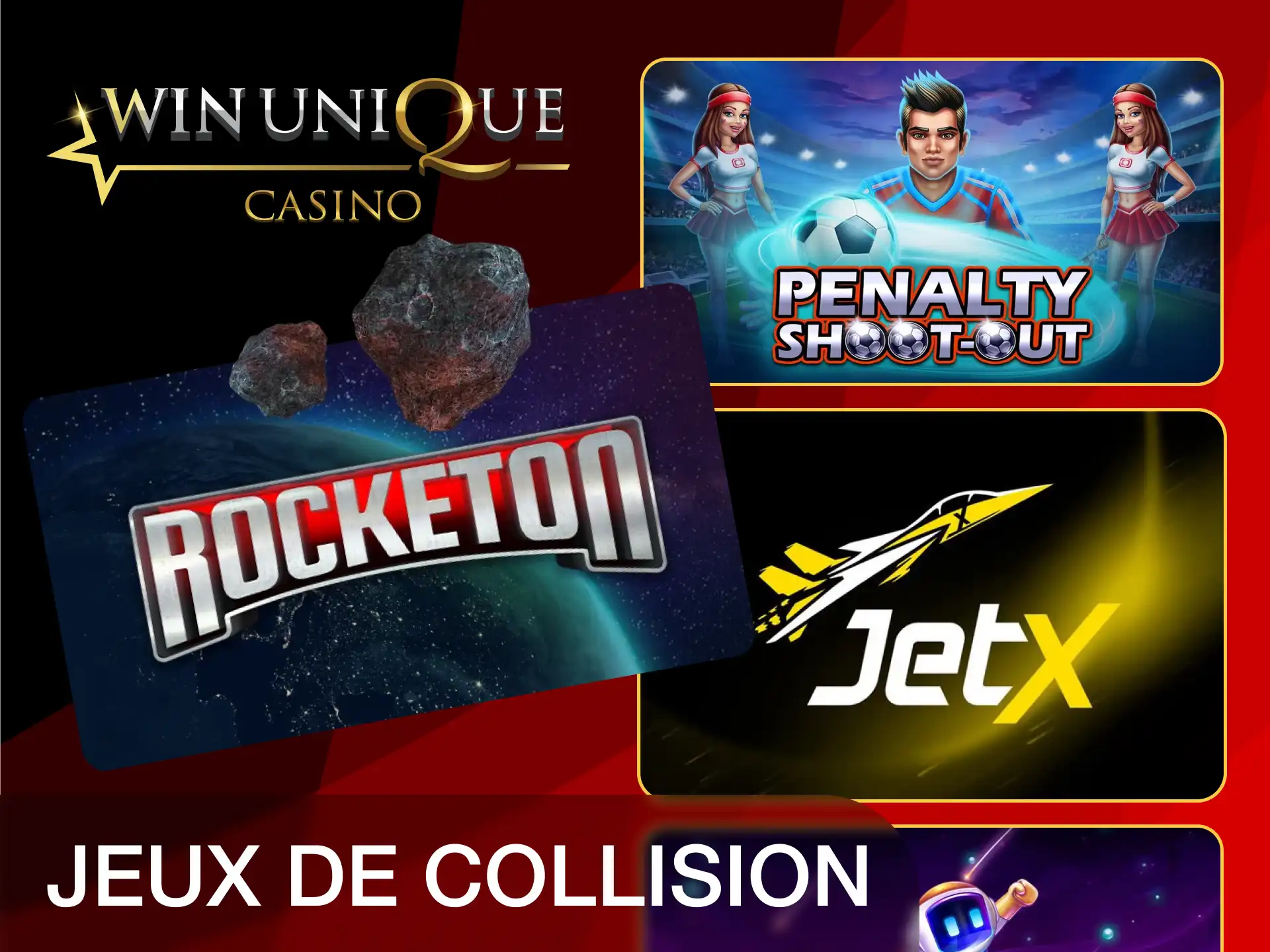 Misez sur les jeux de collision rapides de Unique Casino.