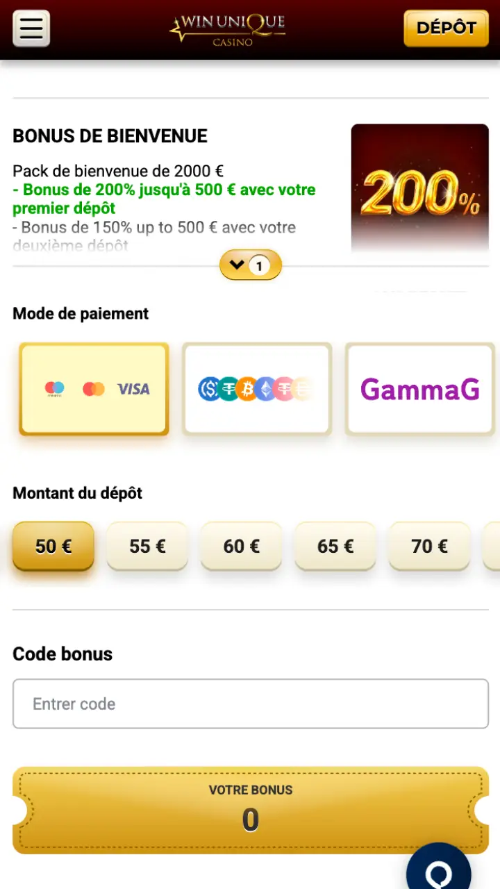 Effectuez un dépôt et jouez dès maintenant sur Unique Casino.