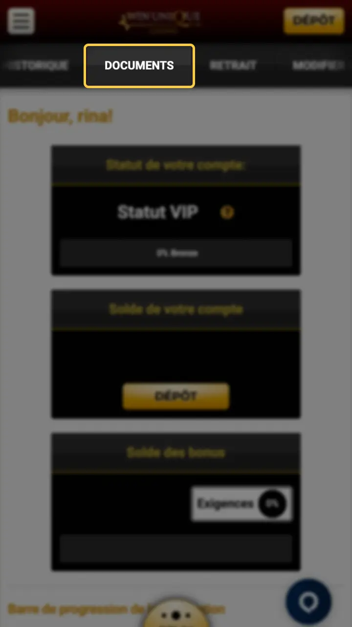 Préparez les documents requis pour valider votre compte Unique Casino.