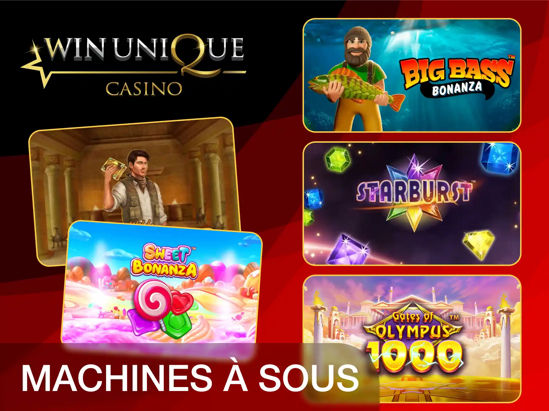 Jouez aux meilleures machines à sous sur le site Unique Casino.