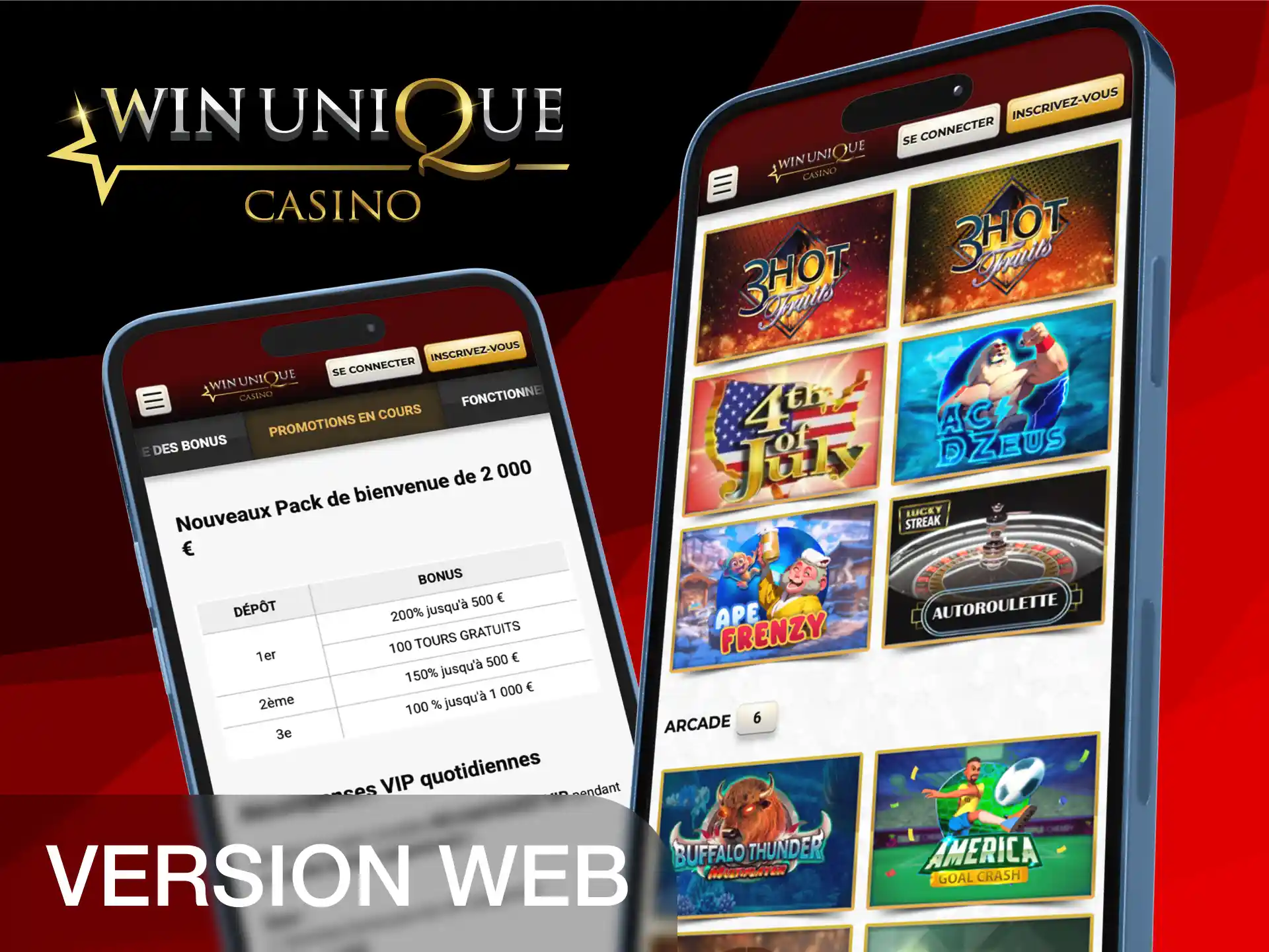 Utilisez la version mobile du site Unique Casino pour parier partout.
