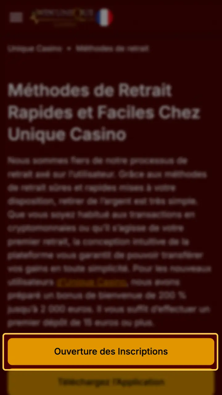 Créez un compte joueur pour pouvoir effectuer un retrait sur Unique Casino.